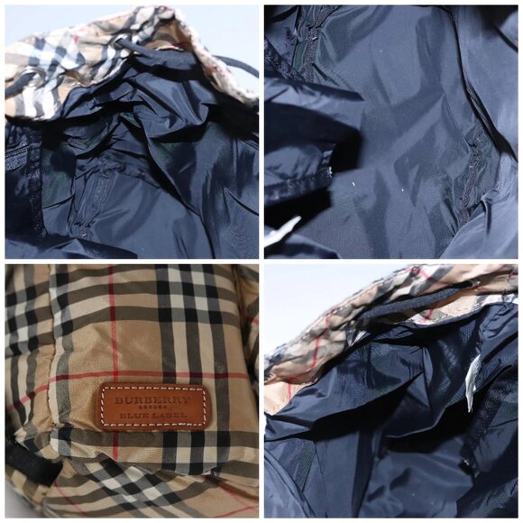 BURBERRY Nova Check Blue Label Backpack Nylon Beige Silver Auth am7971 - Picture 15 of 16